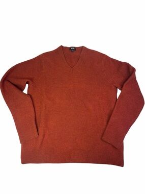 Uniqlo Women's V-Neck Sweater in Rust Orange